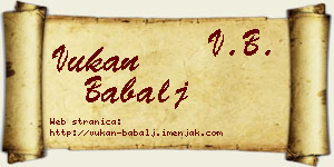 Vukan Babalj vizit kartica
